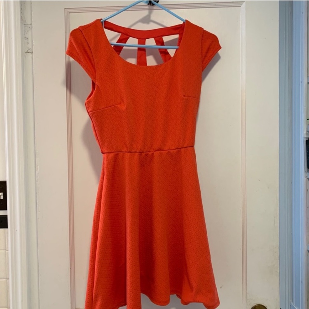 Iz Byer Bold Salmon Textured Dress